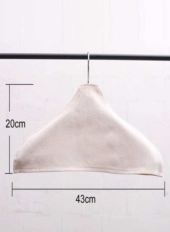 ليزنيرزم 4 قطع من أغطية قماشية مانعة للانزلاق لشماعات الملابس، مصنوعة من القطن والكتان، لدعم الملابس، مناسبة للاستخدام المنزلي أو في متاجر الملابس، 43 × 20 سم، أبيض - Image 3